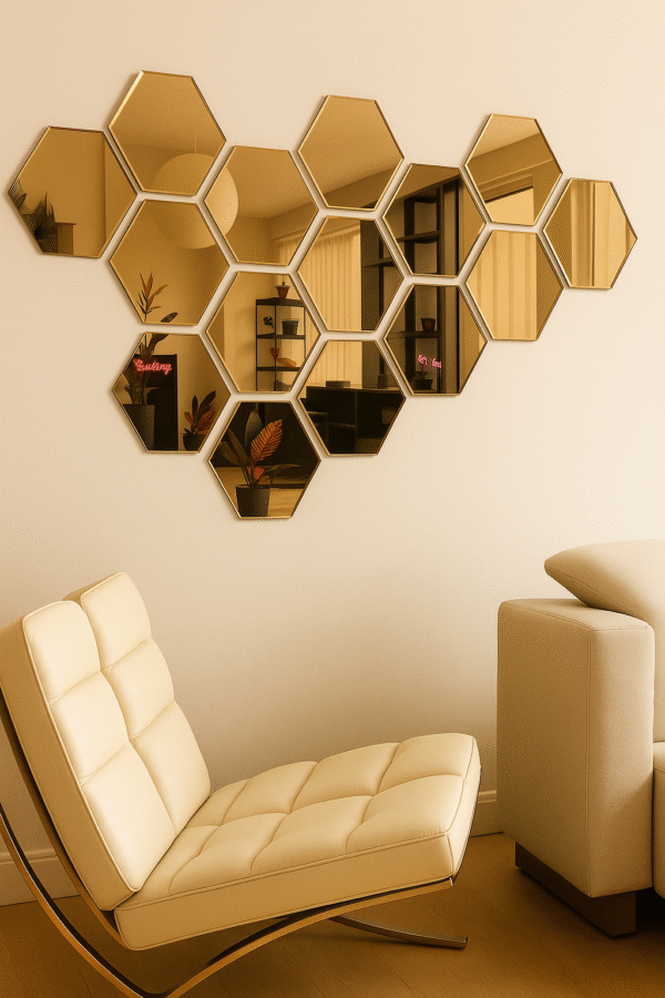 Modern 3D Hexagon Mirror Stickers – Transform Your Walls with Style & Shine